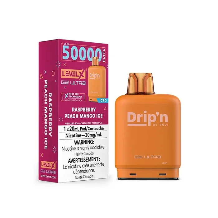 Level X Drip’n G2 Ultra Pod – Raspberry Peach Mango Ice