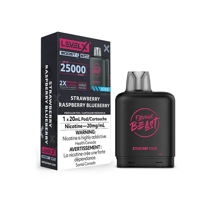 Level X Flavour Beast Boost G2 Pod – Strawberry Raspberry Blueberry Iced (ON)