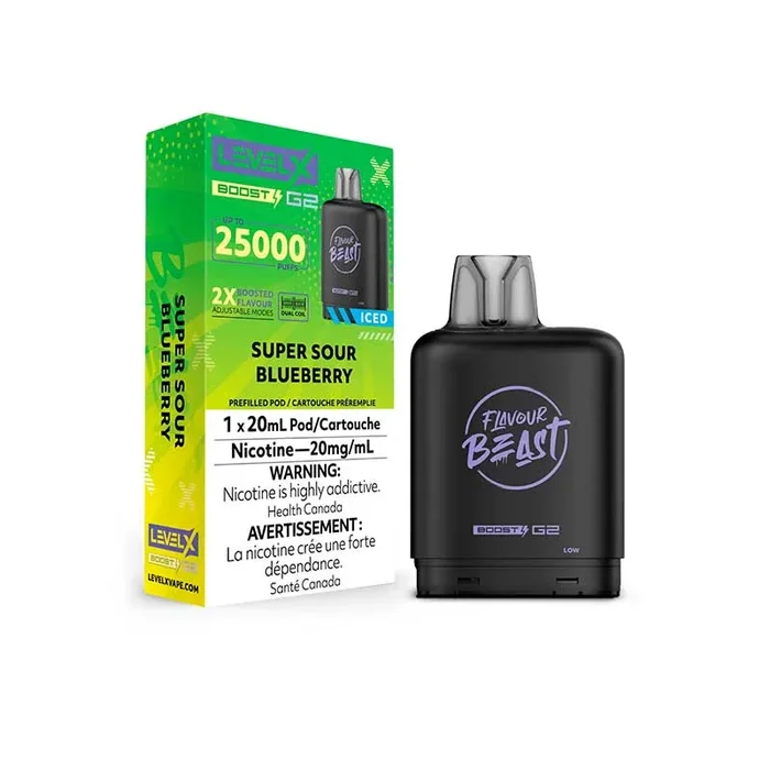 Level X Flavour Beast Boost G2 Pod – Super Sour Blueberry Iced (ON)