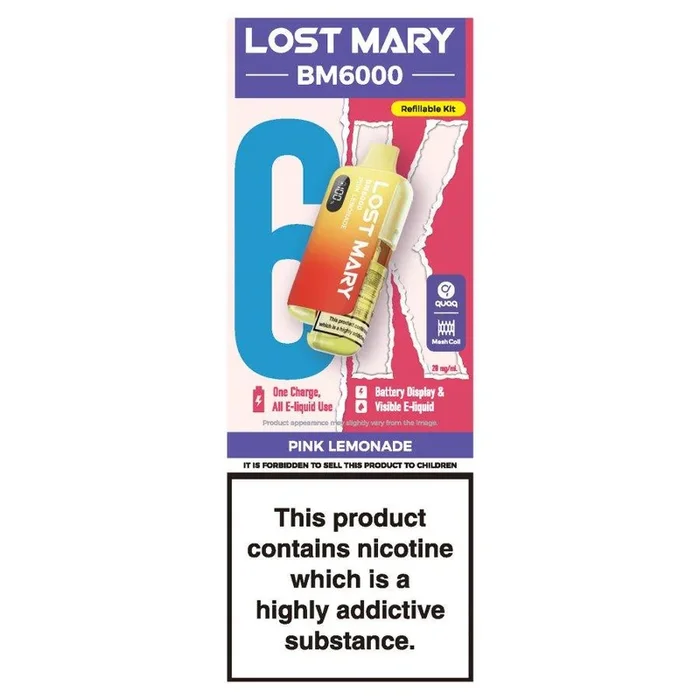 Lost Mary BM6000 Pre-filled Pink Lemonade Pod Kit – Case of 5