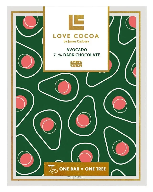 Love Cocoa Avocado 71% Vegan Dark Chocolate Bar, 75 g