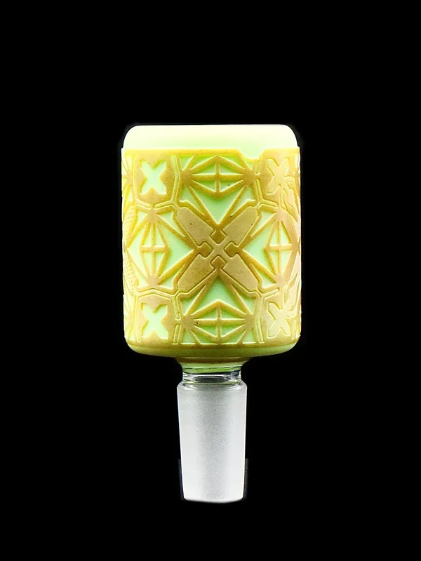 Milkyway Glass – Elemental Slime Green Silver Frit Slide Bowl