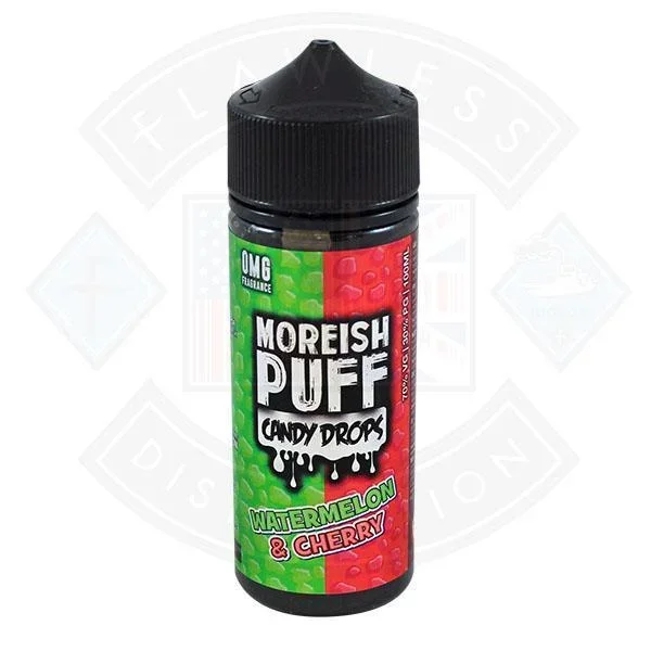 Moreish Puff Candy Drops Watermelon & Cherry 0mg 100ml Shortfill E-liquid