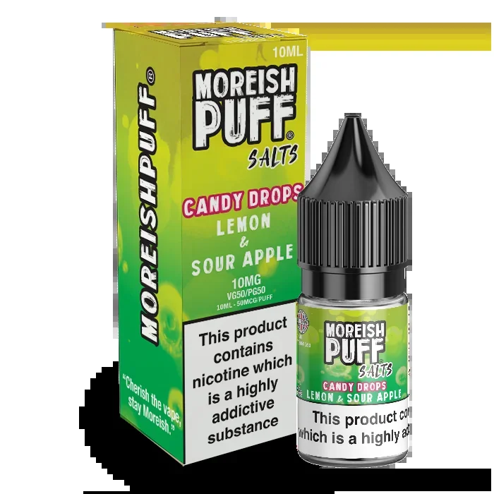 Moreish Puff Salts Lemon & Sour Apple Candy Drops 10ml Nic Salt