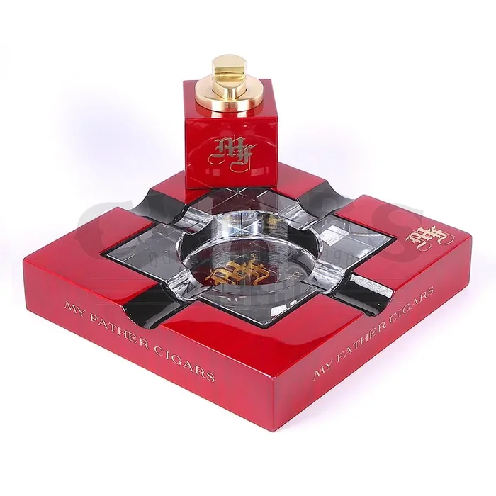 My Father Cigars Red Wood Ashtray and Lighter Gift Set