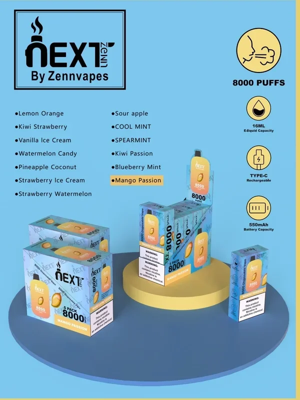 NEXTZENN DISPOSABLE VAPE 8000 PUFFS ( 1 COUNT) BUY 2 OR MORE FOR 15% OFF. 30% OFF WITH PURCHASE OF 10.