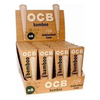 OCB Bamboo 1 1/4 Size Pre-Rolled Cones – 6 Pack, 32 Box Count