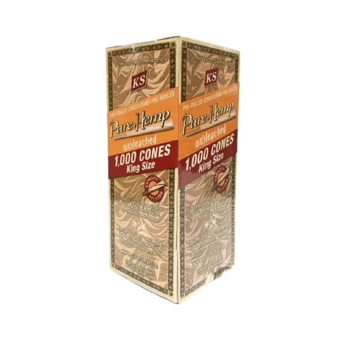 Pure Hemp Unbleached King Size Cones – 1000ct