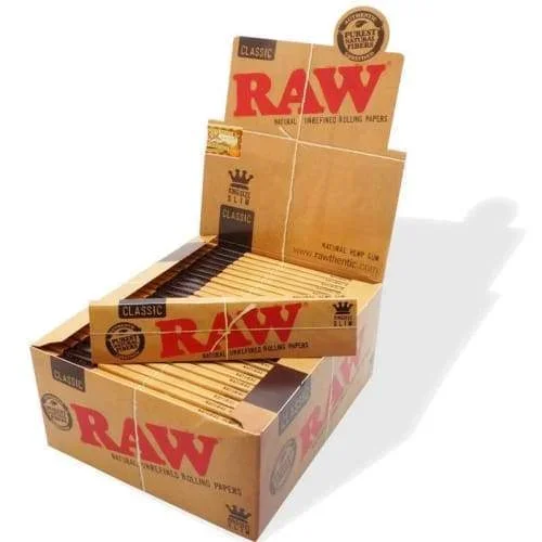 RAW Authentic Rolling Papers King Size Slim Classic (50 Count)