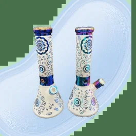 Sandblasted Metallic Glass Beaker Bong | Natural Geometry