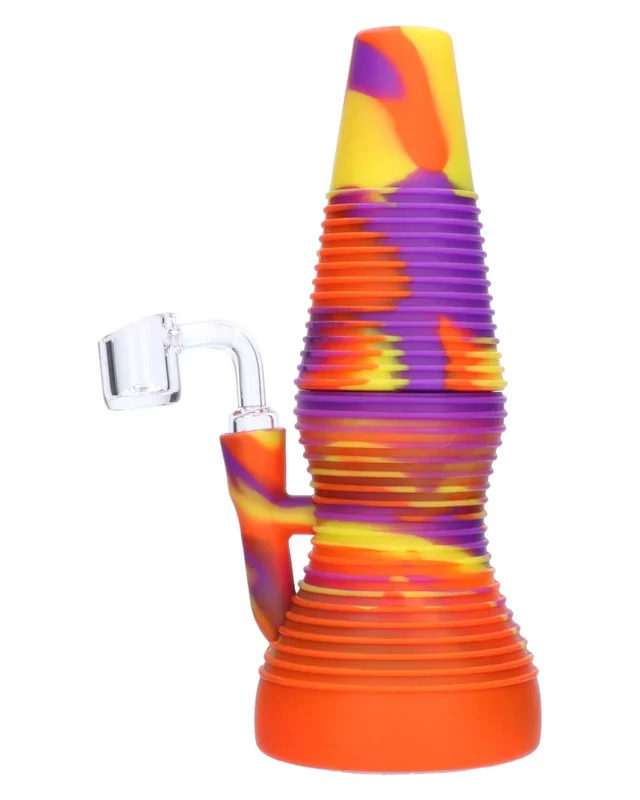 Silicone Dab Rig with Banger | Orange, Yellow & Purple