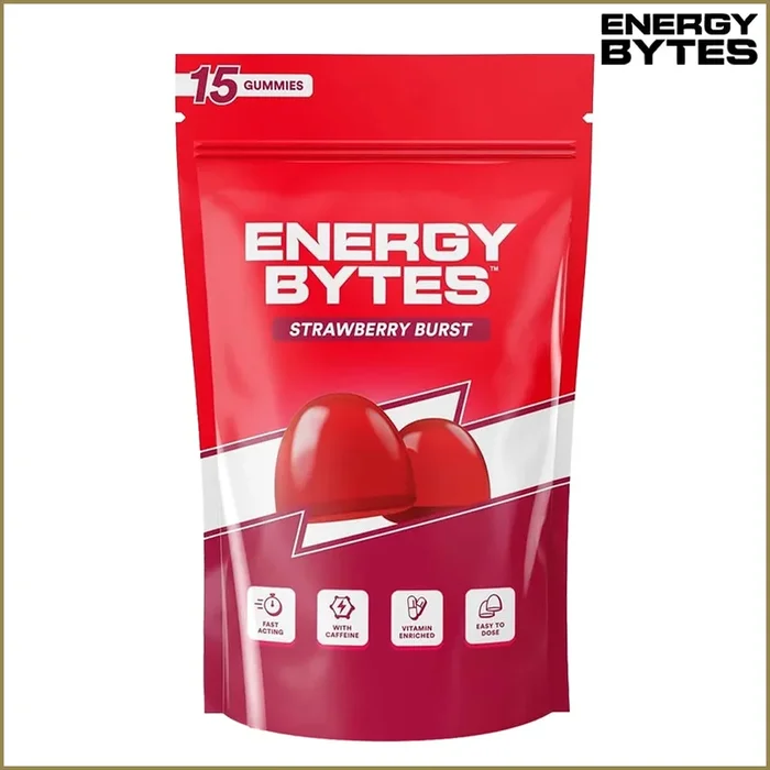 Strawberry Burst Energy Bytes Caffeine Gummies 15 Pack