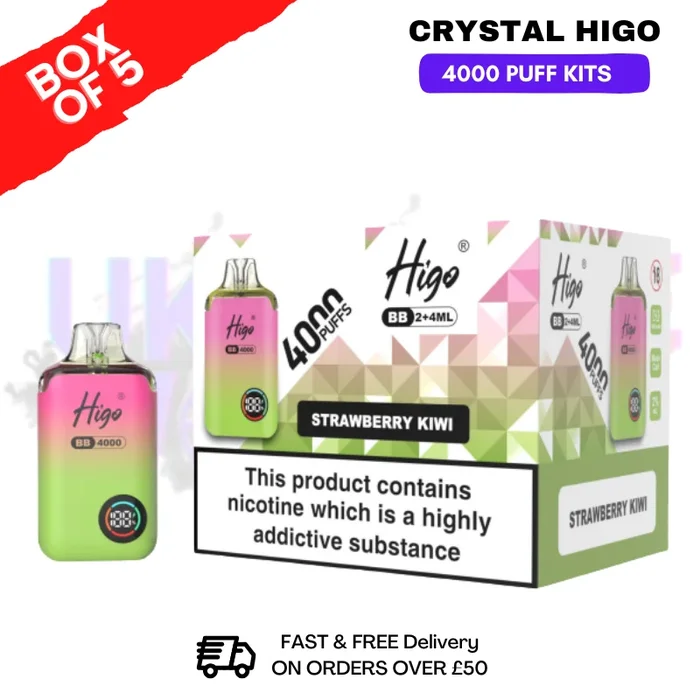 Strawberry Kiwi Crystal Higo 4000 Pod Kits Box Of 5