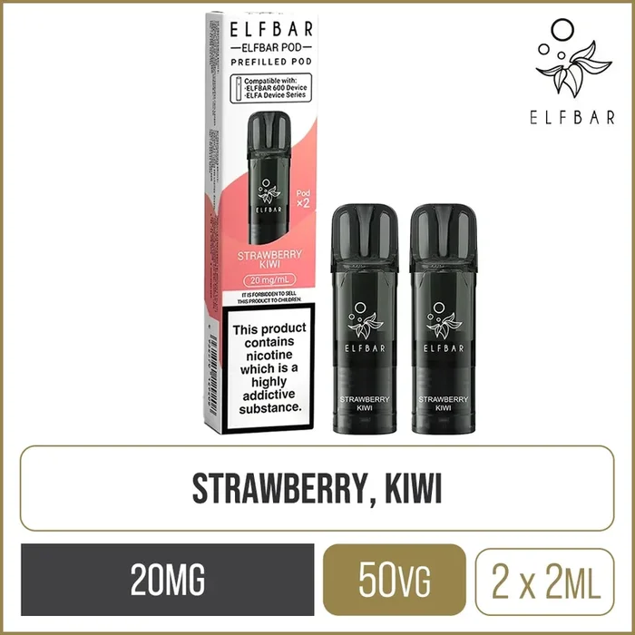 Strawberry Kiwi Elf Bar 600 Pods 2 Pack