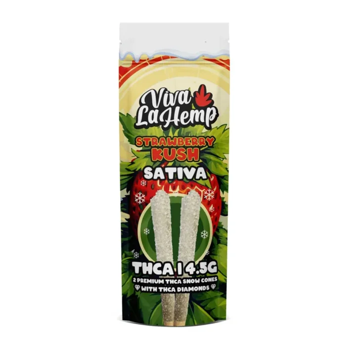 Strawberry Kush – Viva La Hemp THC-A Snow Cones Pre-Rolls 4.5G
