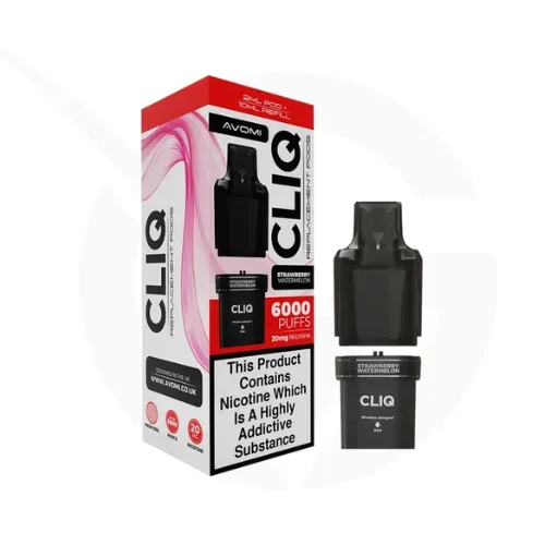 Strawberry Watermelon Prefilled Pods By Avomi Cliq 6000 + Refill Containers