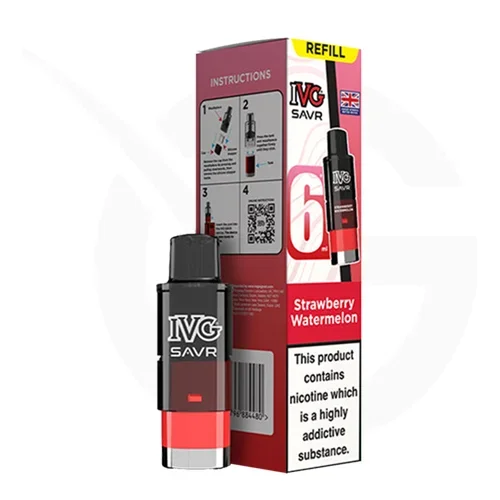 Strawberry Watermelon Prefilled Pods By IVG SAVR + Refill Containers