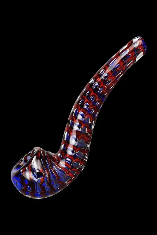 Striated Two Tone Bubbly Glass Long Pipe