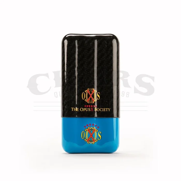 The OpusX Society Carbon Fiber Cigar Case Blue and Black