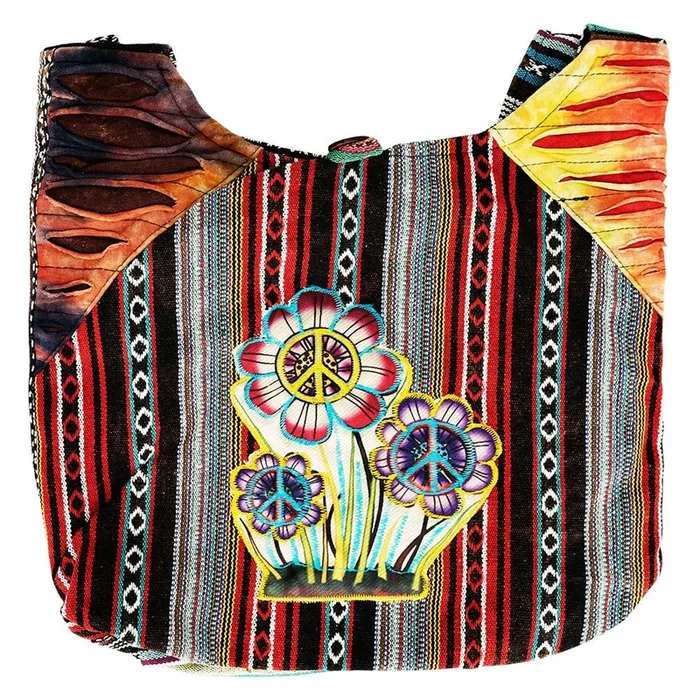 ThreadHeads Tie Dye Flower and Peace Sign Sling Bag