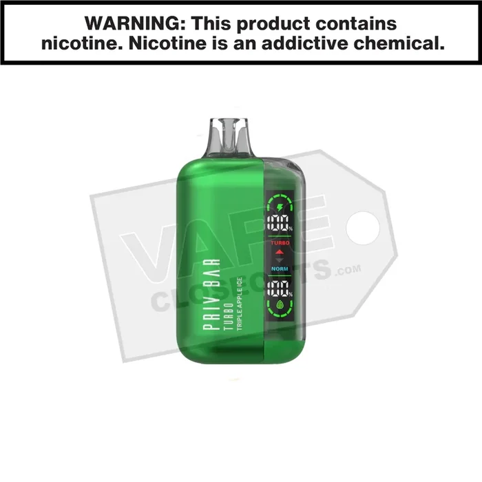 Triple Apple Ice Priv Bar Turbo 15K Disposable Vape By SMOK