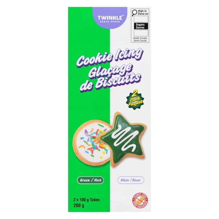 Twinkle Baker Décor Cookie Icing, Green + White, 200 g