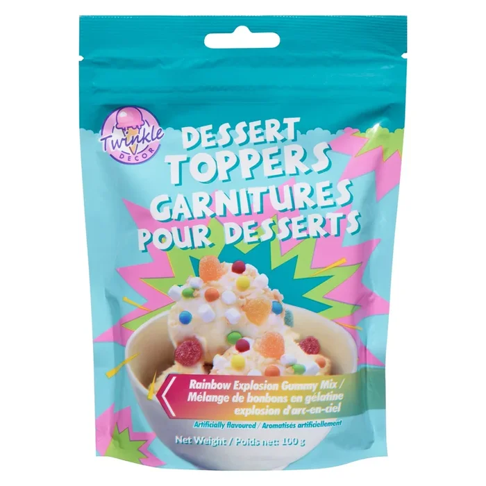 Twinkle Decor Dessert Toppers Gummy Mix Rainbow Explosion, 100 g