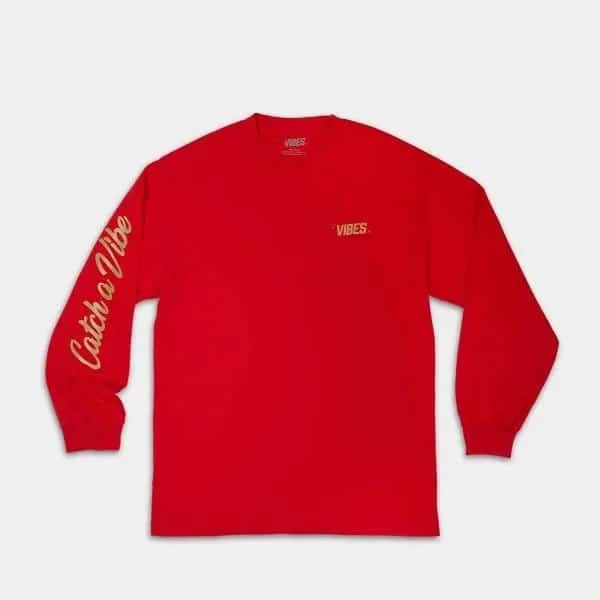 VIBES Red Catch A Vibe Long Sleeve Shirt X-Large