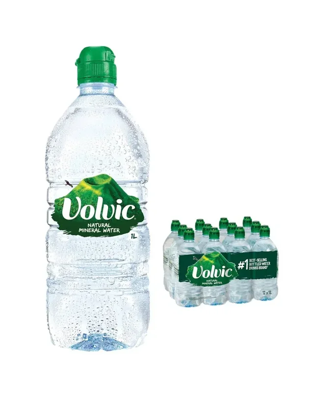 Volvic Still Mineral Water Sports Cap Bottle Multipack, 12 x 1 L