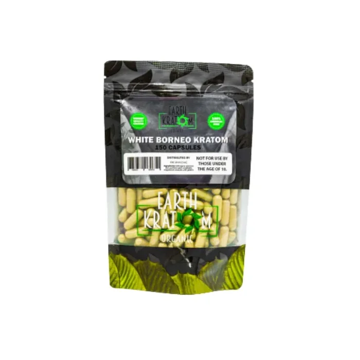 White Borneo Earth Kratom – 150 Count Kratom Capsules