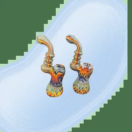 Wig Wag Colored Glass Bubbler Hand Pipe