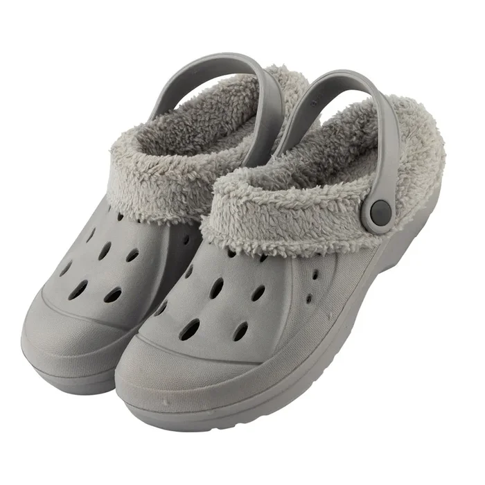 Women’s Fleeced Clogs – Grey & Purple