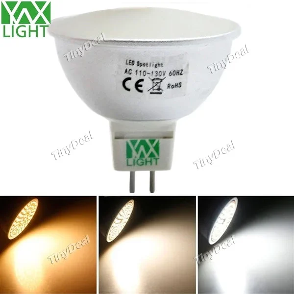 YWXLight 3-color in 1 LED Light Bulb 220V MR16 (GU5.3) 5W 400-500LM 180° Lighting SMD 3014 – Aluminium Alloy